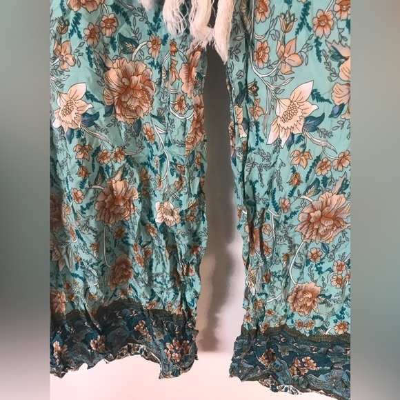 SIMPLEE Fringe Belt Floral Print Wide Leg Pants Size L - Picture 10 of 12
